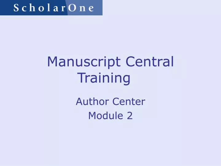 manuscript central training