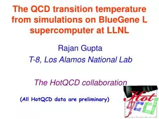The QCD transition temperature from simulations on BlueGene L supercomputer at LLNL