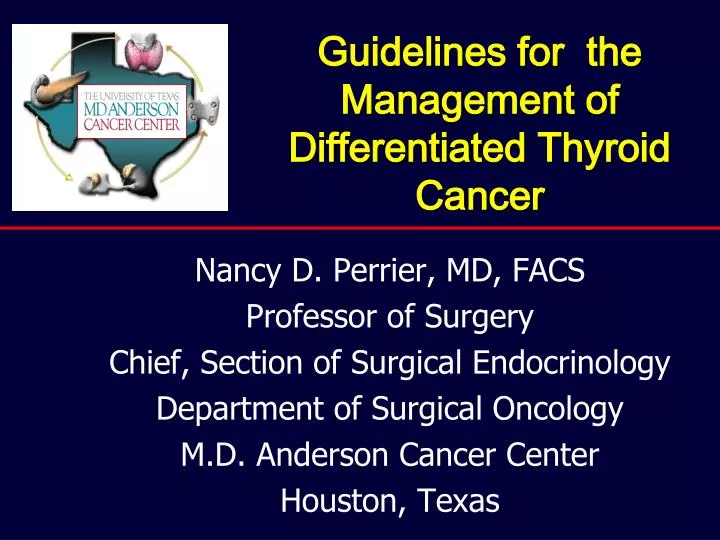 guidelines for the management of differentiated thyroid cancer