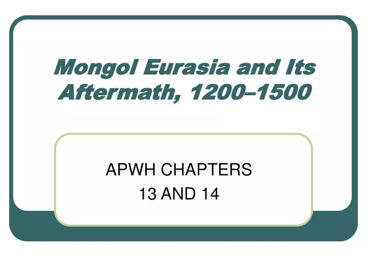 mongol eurasia and its aftermath 1200 1500