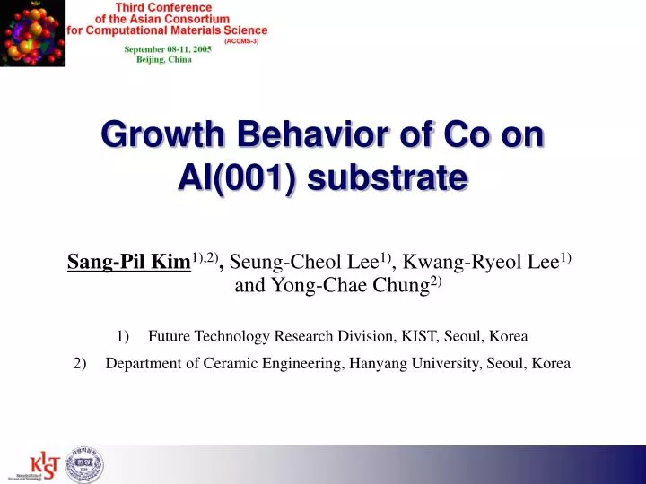 growth behavior of co on al 001 substrate