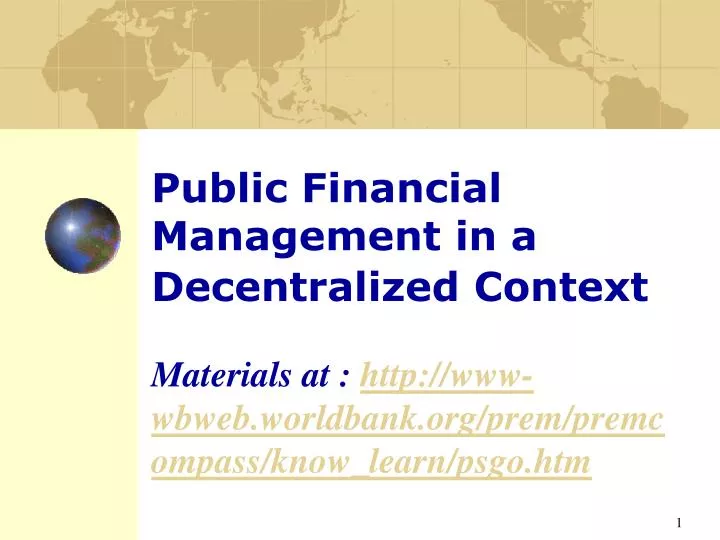 public financial management in a decentralized context