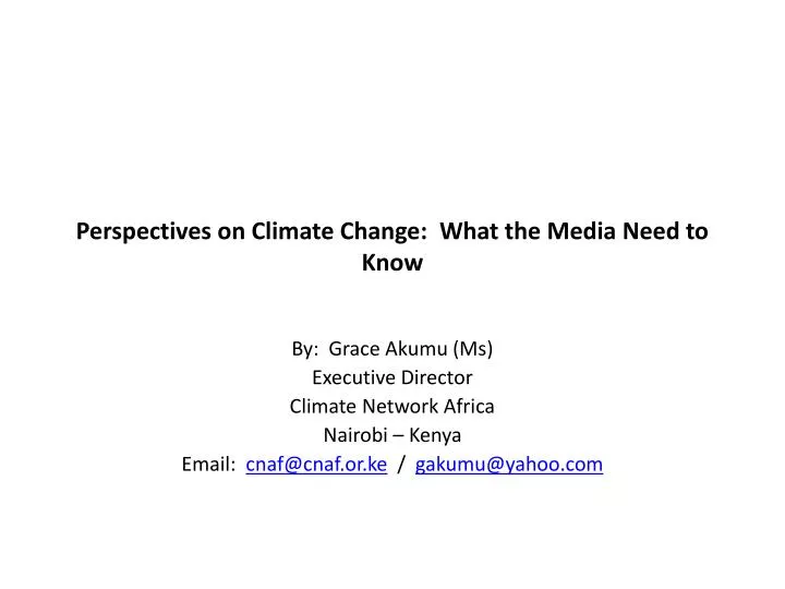 perspectives on climate change what the media need to know