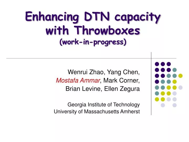 enhancing dtn capacity with throwboxes work in progress