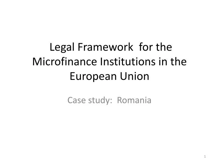 legal framework for the microfinance institutions in the european union