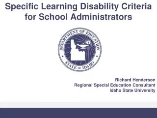 Specific Learning Disability Criteria for School Administrators