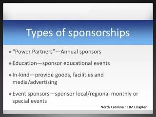 Types of sponsorships