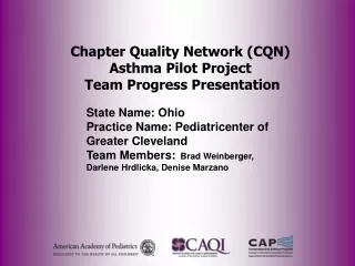 Chapter Quality Network (CQN) Asthma Pilot Project Team Progress Presentation