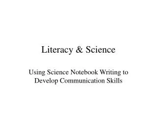 Literacy &amp; Science