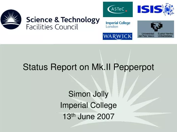 status report on mk ii pepperpot