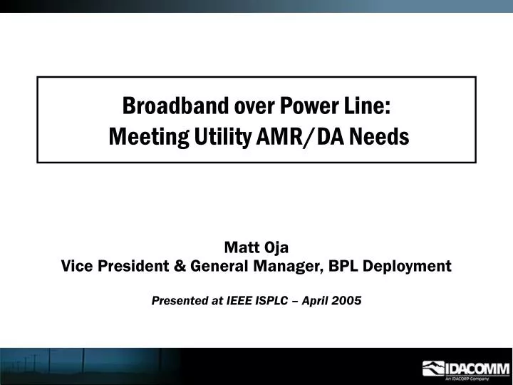 broadband over power line meeting utility amr da needs