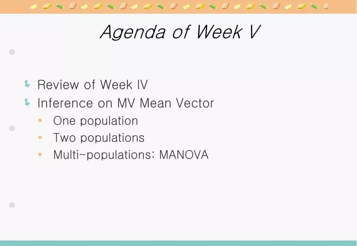 agenda of week v