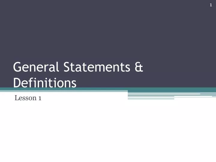 general statements definitions