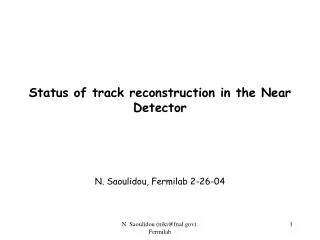 Status of track reconstruction in the Near Detector