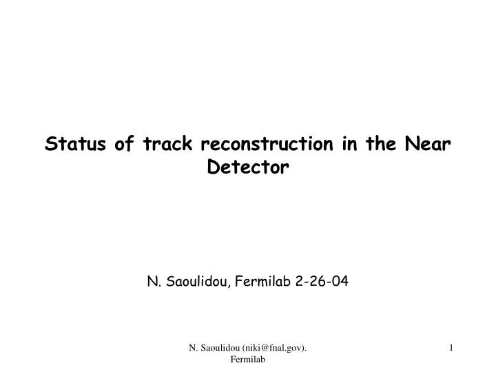 status of track reconstruction in the near detector