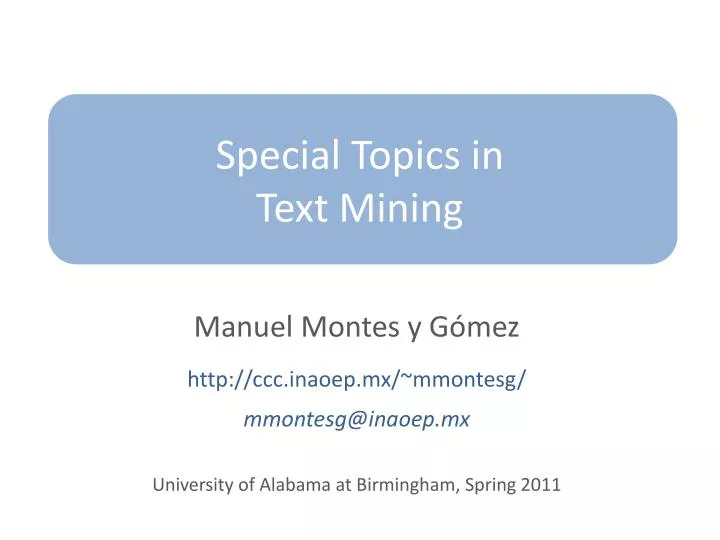special topics in text mining