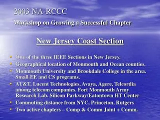 2003 NA-RCCC Workshop on Growing a Successful Chapter