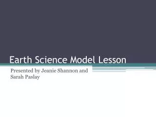 Earth Science Model Lesson