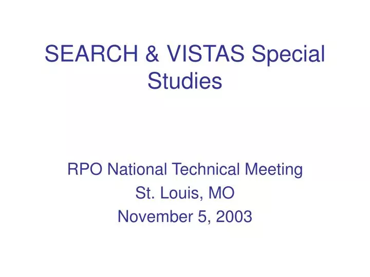search vistas special studies