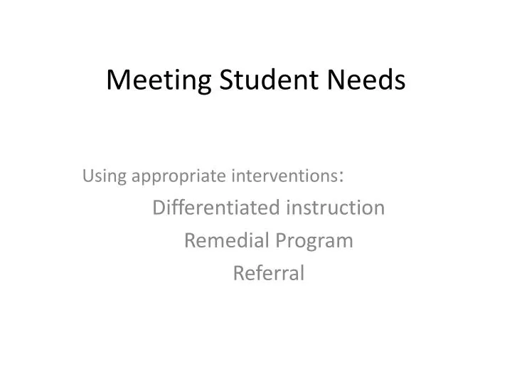 meeting student needs