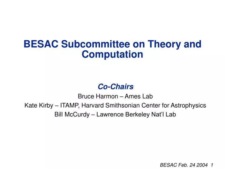 besac subcommittee on theory and computation
