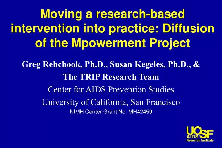 moving a research based intervention into practice diffusion of the mpowerment project
