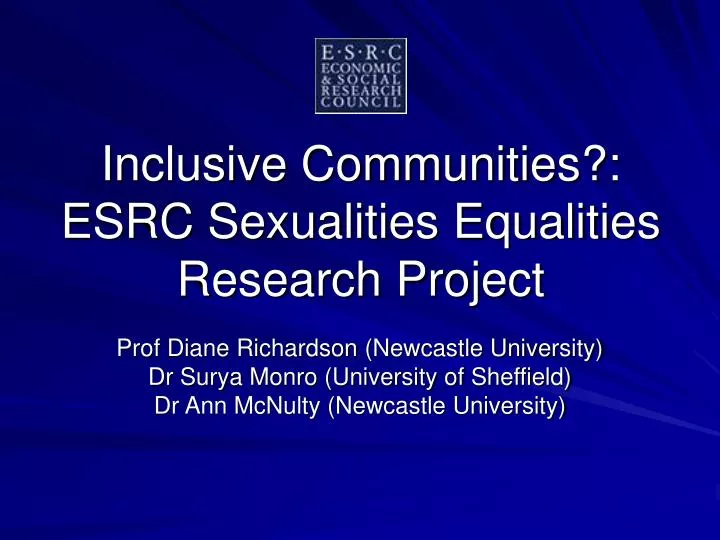 inclusive communities esrc sexualities equalities research project