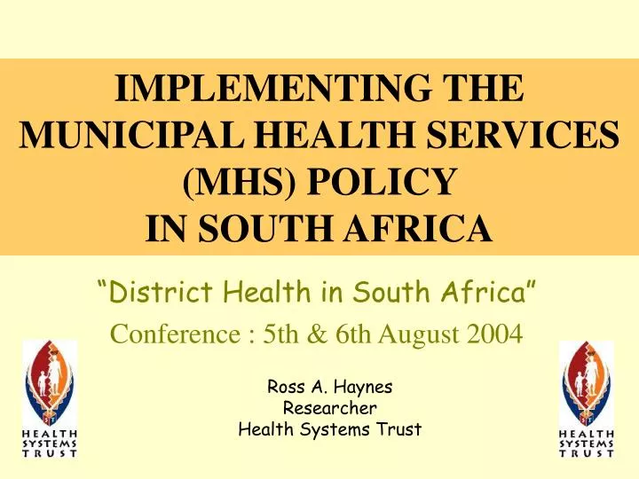 implementing the municipal health services mhs policy in south africa