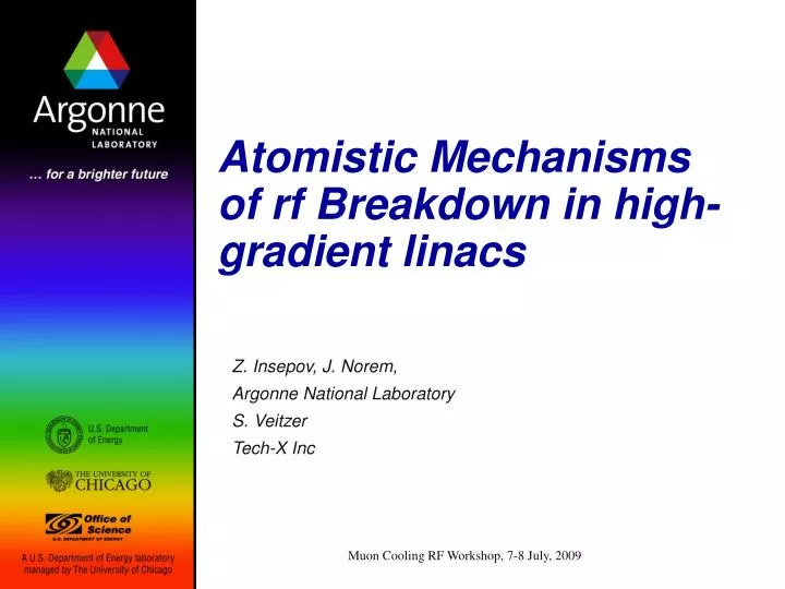 atomistic mechanisms of rf breakdown in high gradient linacs