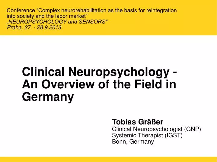 clinical neuropsychology an overview of the field in germany