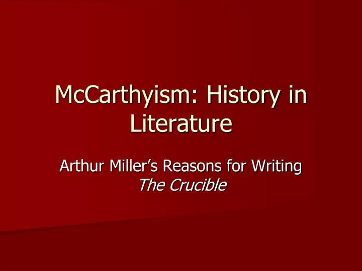 mccarthyism history in literature
