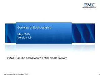 Overview of ELM Licensing May 2010 Version 1.5