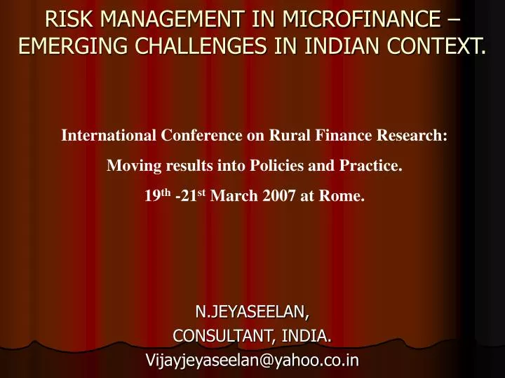 risk management in microfinance emerging challenges in indian context