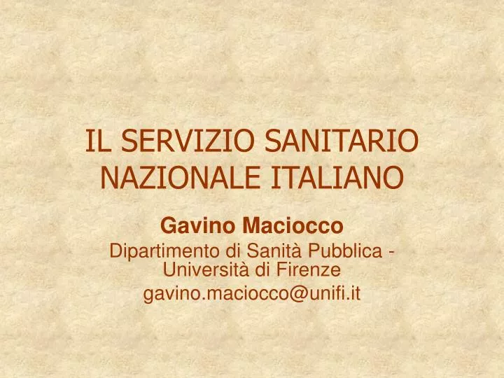 il servizio sanitario nazionale italiano
