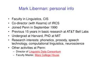 Mark Liberman: personal info