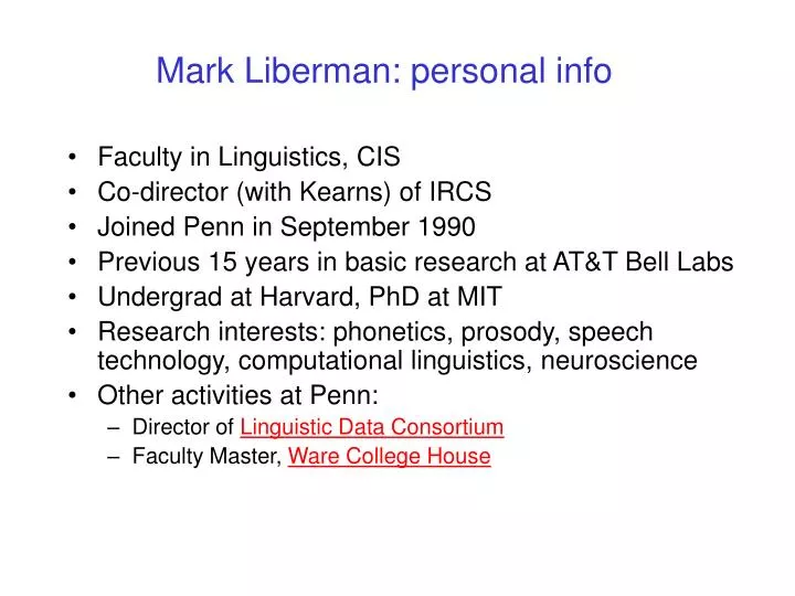 mark liberman personal info