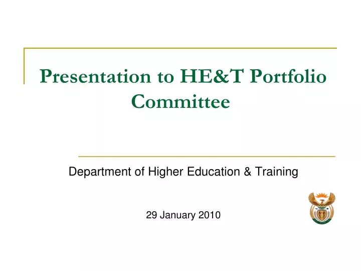 presentation to he t portfolio committee