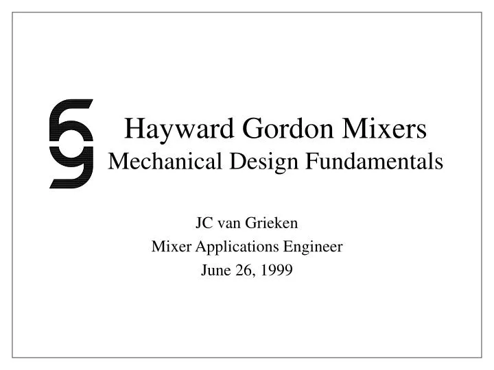 hayward gordon mixers mechanical design fundamentals