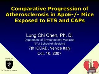 Comparative Progression of Atherosclerosis in ApoE-/- Mice Exposed to ETS and CAPs