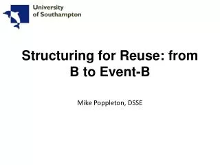 Structuring for Reuse: from B to Event-B