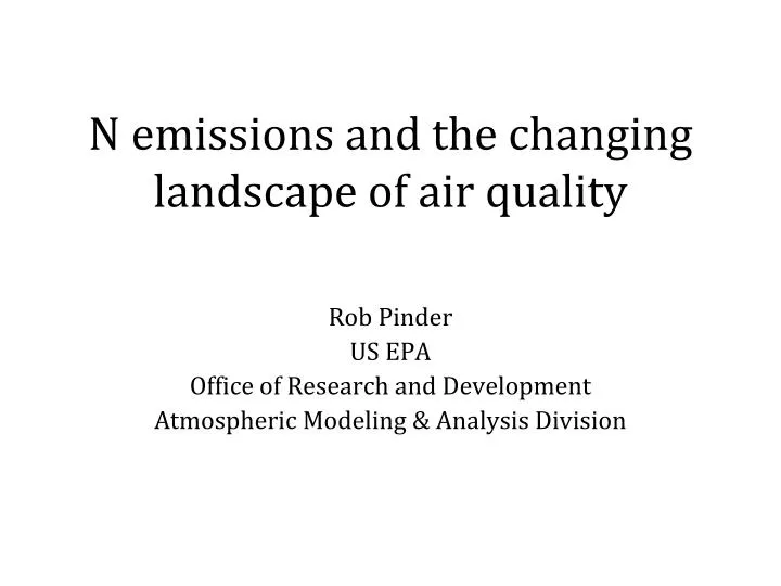 n emissions and the changing landscape of air quality