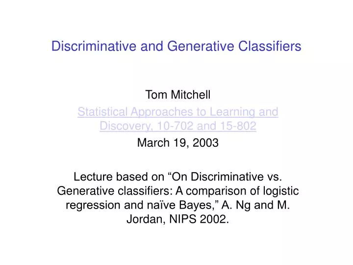 discriminative and generative classifiers