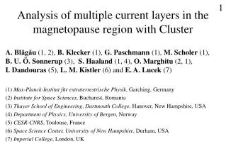 Analysis of multiple current layers in the magnetopause region with Cluster
