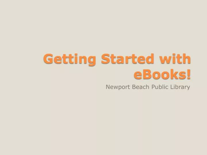 getting started with ebooks