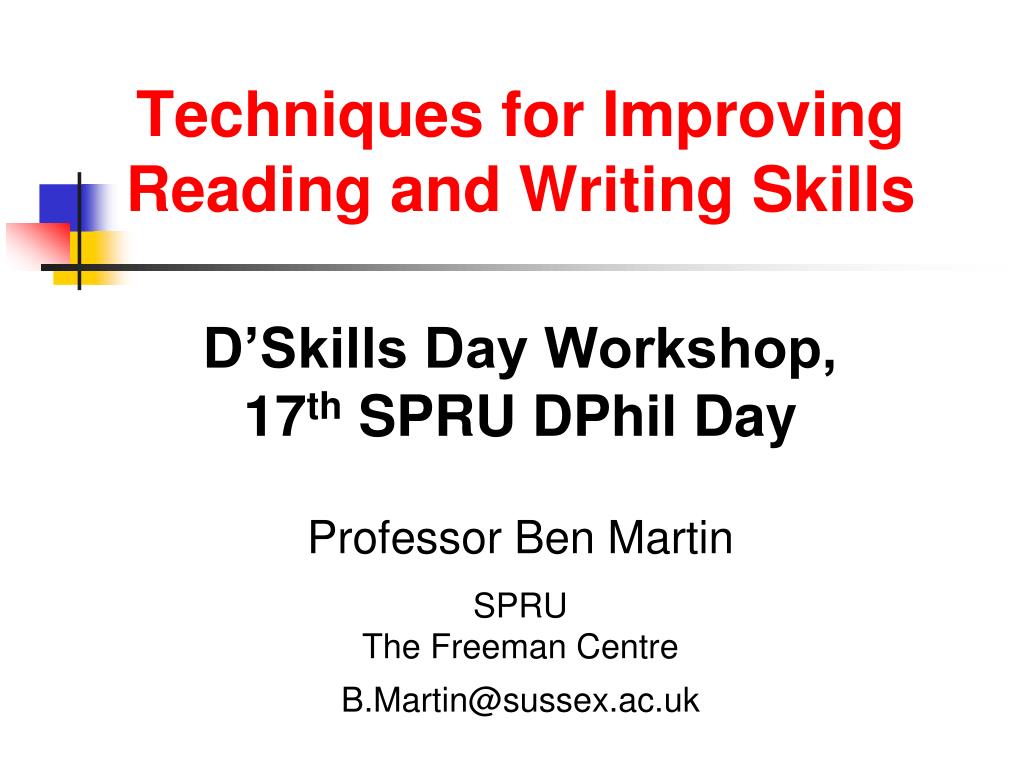 PPT - Techniques for Improving Reading and Writing Skills PowerPoint ...