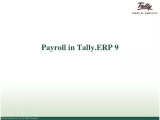 Payroll in Tally.ERP 9