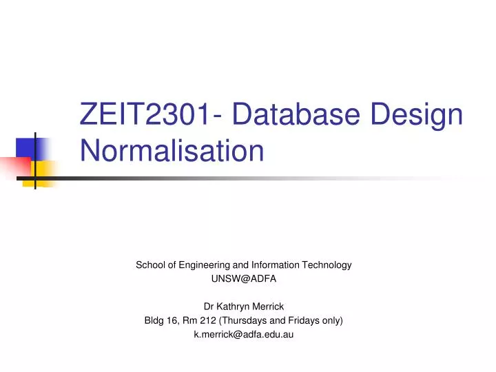 zeit2301 database design normalisation