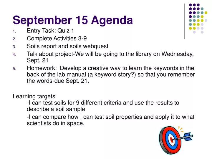 september 15 agenda
