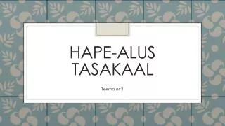 hape alus tasakaal