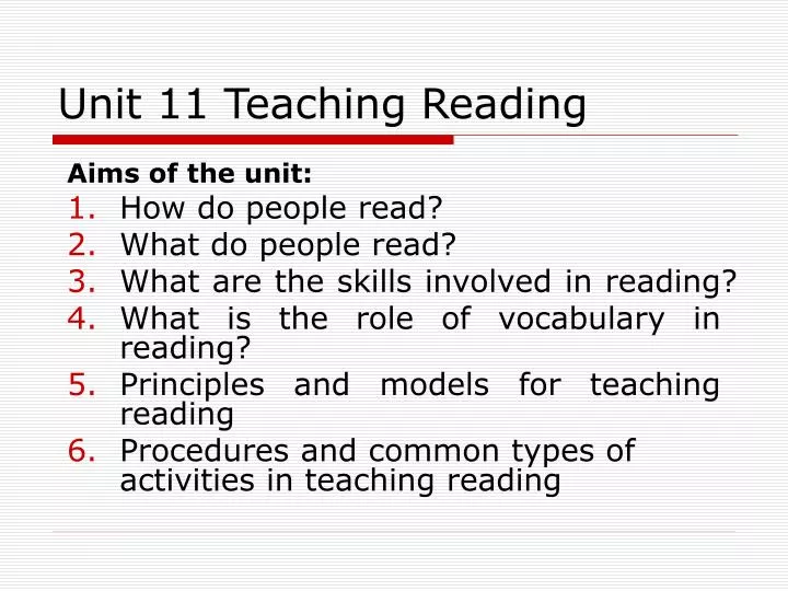 unit 11 teaching reading